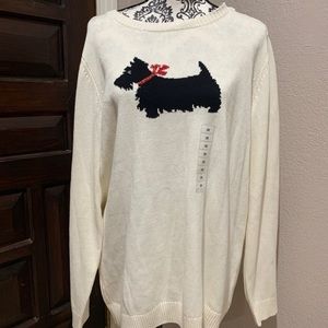 Charter Club Christmas Sweater Dog ScottIe Holiday White Woman’s 2XL XXL NWT
